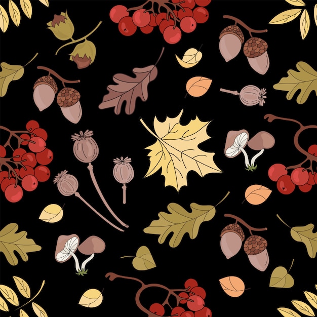 Autumn maple nature seamless pattern