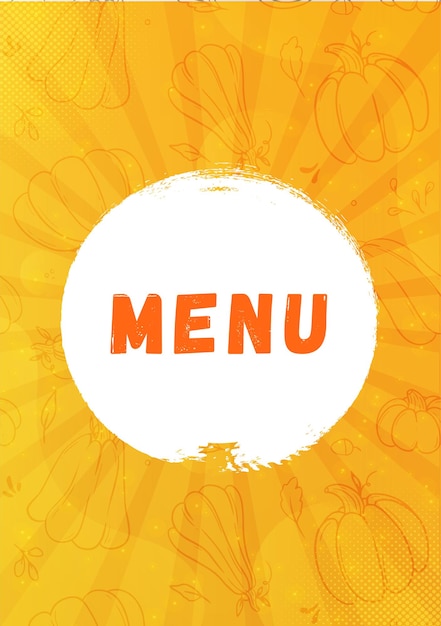 Vector autumn menu design template with pumpkins in yellow