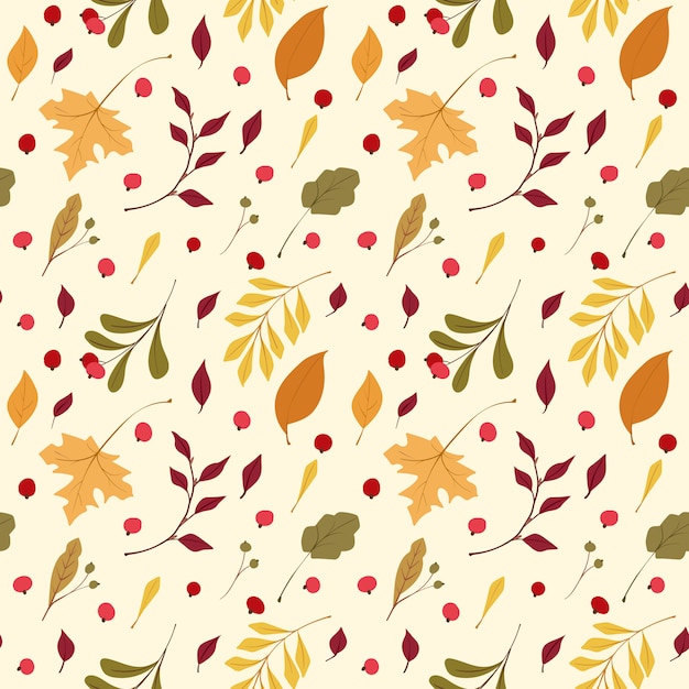 Autumn mood  flat vector seamless pattern.
