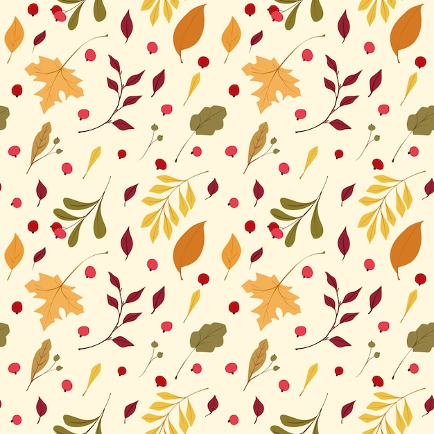 Vector autumn mood  flat vector seamless pattern.