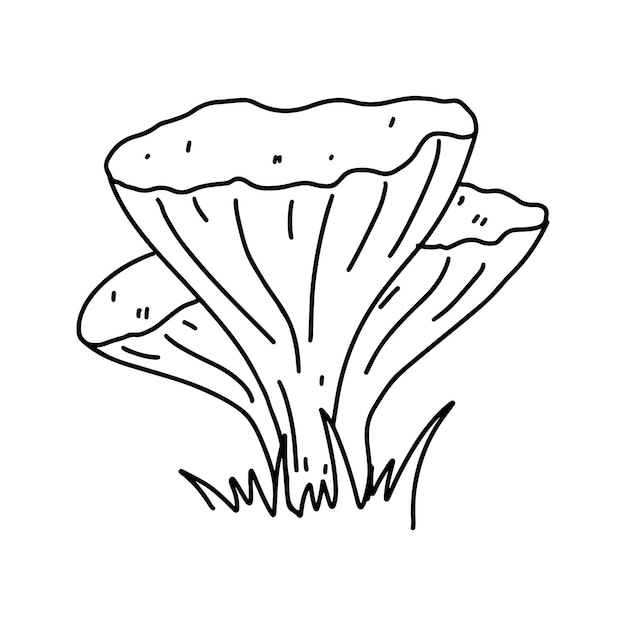 Vettore fungo autunnale disegnato a mano in stile doodle illustrazione vettoriale isolata su bianco pagina da colorare