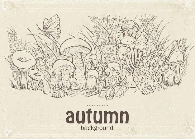 Autumn mushrooms and butterflies in the loop