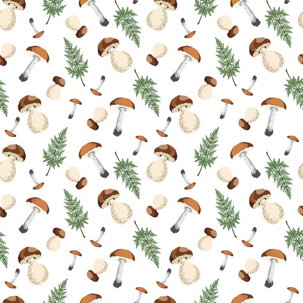 Autumn Mushrooms seamless pattern