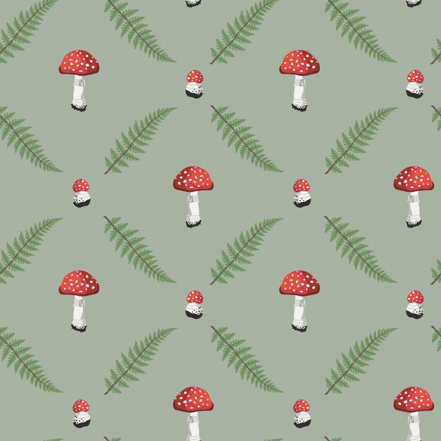 Autumn Mushrooms seamless pattern