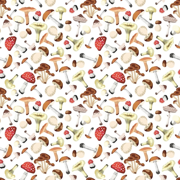 Autumn Mushrooms seamless pattern