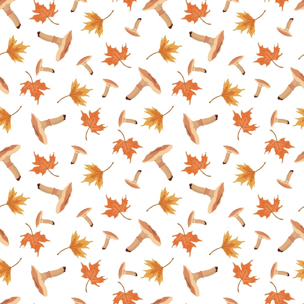 Autumn Mushrooms seamless pattern