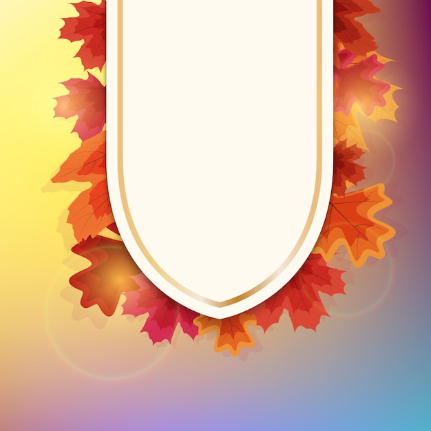 Autumn natural background template with falling leaves.