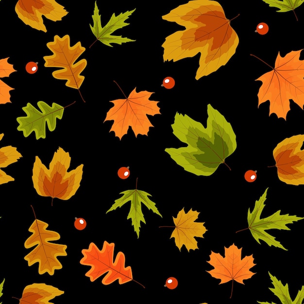 Autumn Natural Leaves Seamless Pattern