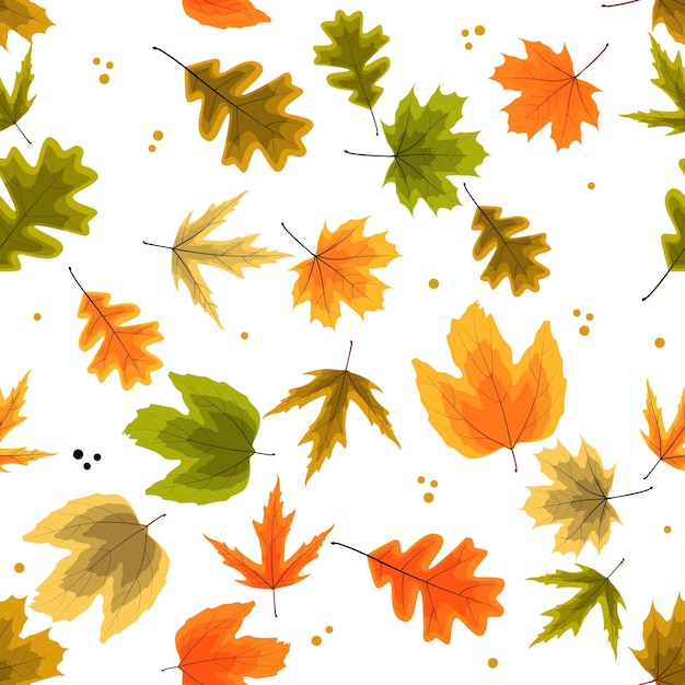 Autumn natural leaves seamless pattern