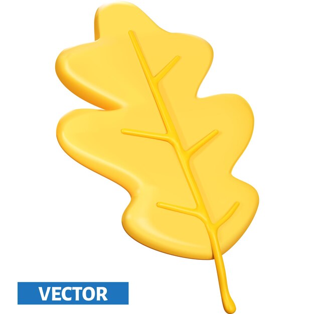 Autumn Oak leaf 3d vector icon element