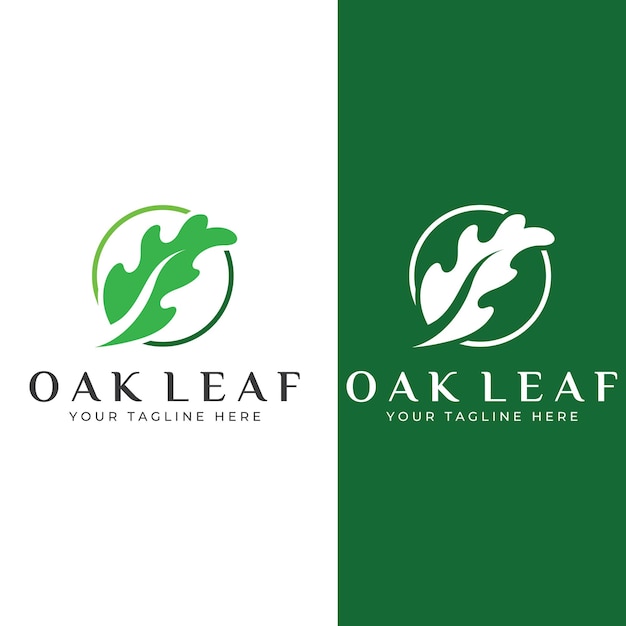 Логотип осеннего дубового листа и логотип дуба с простым и простым редактированием векторной иллюстрации