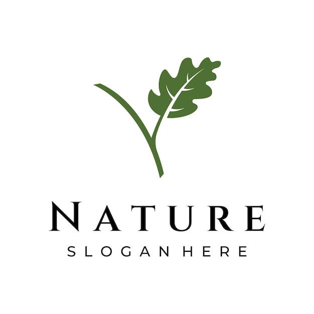 Логотип осеннего дубового листа и логотип дуба с простым и простым редактированием векторной иллюстрации