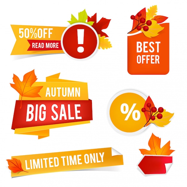 Autumn offer sales.  badges and stickers for advertizing