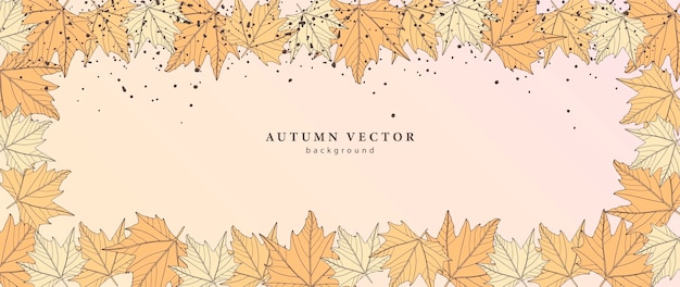 Vector autumn orange background with maple leaves autumn frame for text or photo background for decor covers postcards and presentations