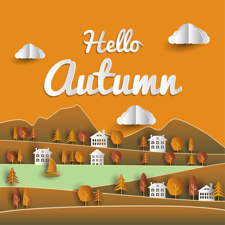 Vector autumn paper art background