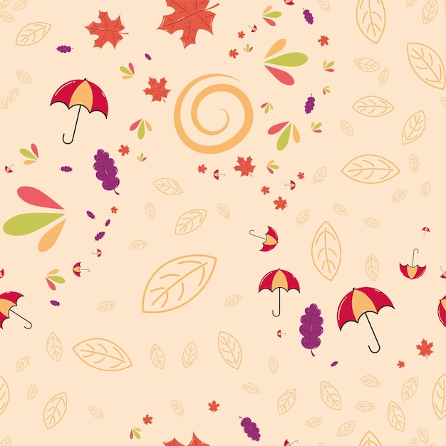 Autumn pattern background with seasonal objects Vector illustration