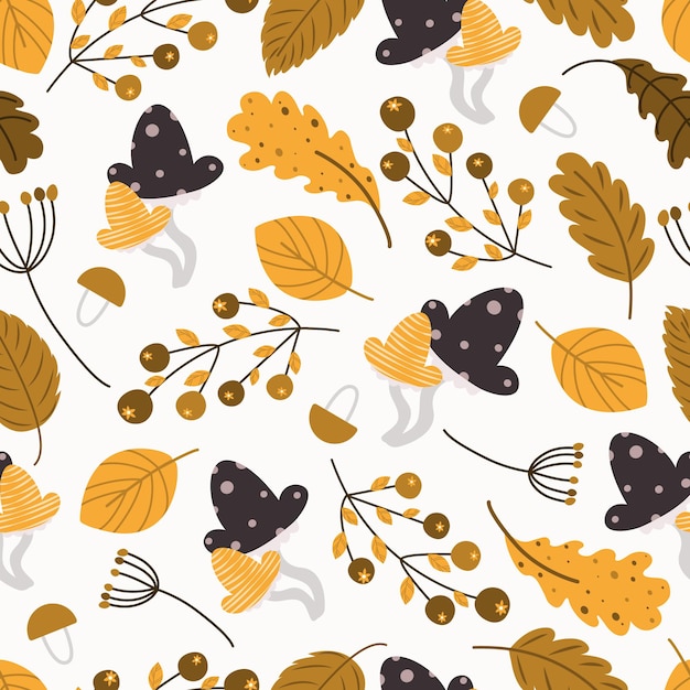 秋のパターン葉の秋のシームレスな背景ベクトル図