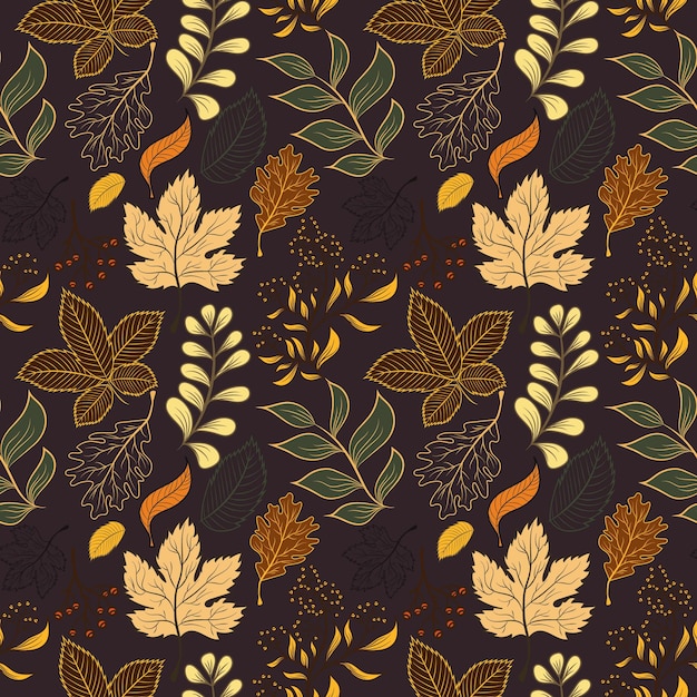 Autumn pattern seamless. Colorful bright foliage.