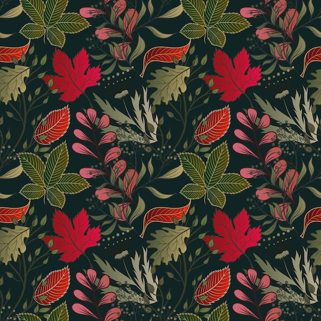 Autumn pattern seamless. Colorful bright foliage.