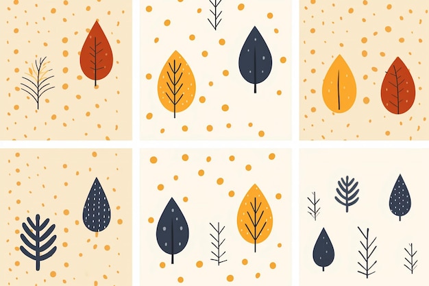 Autumn pattern set vector illustration