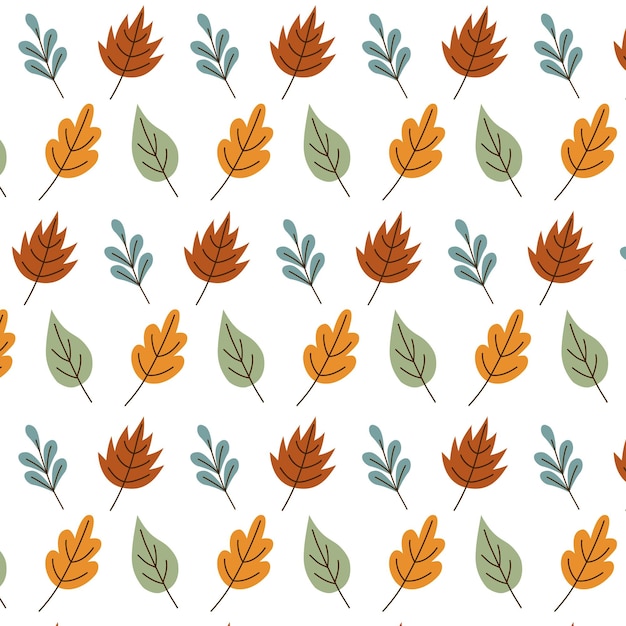 Vector autumn pattern with leaves and twigs