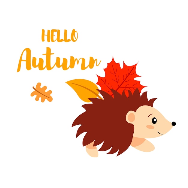 Autumn phrase with cute design elements Cute sticker Vector illustration