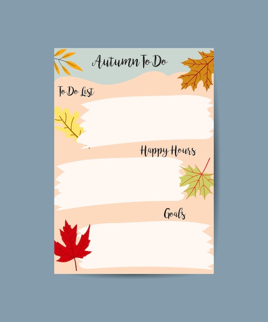 autumn planner sheet fall todo list planner insert or note page template to do list schedule