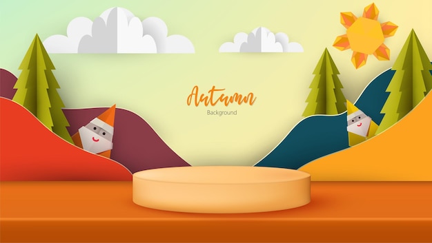 Autumn podium design photo realistic vector design