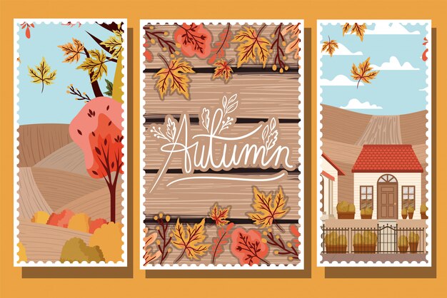 Vector autumn poster collection