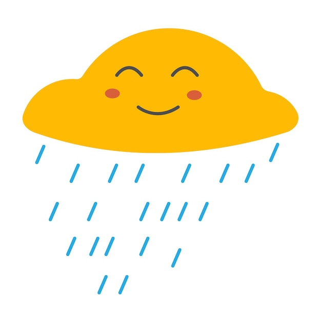 Vector autumn rain and cloud vector illustration yellow smile face eps10