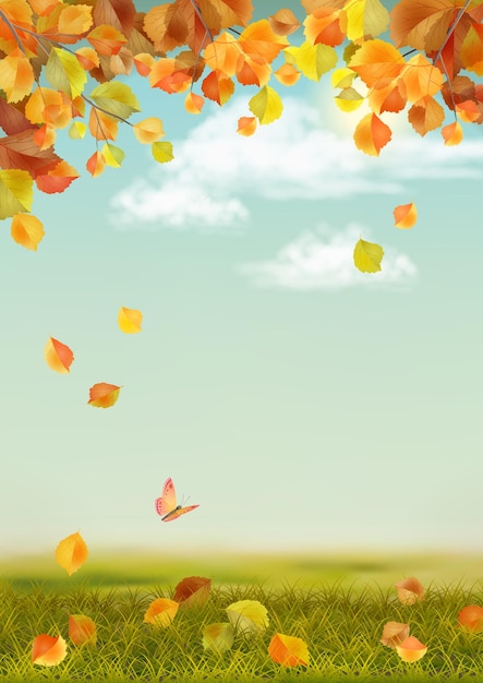 Vector autumn realistic landscape