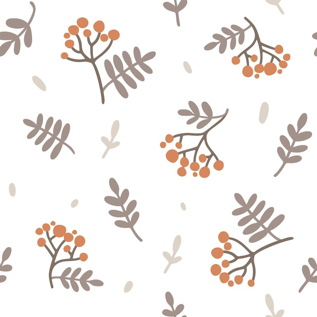 Autumn rowan branches seamless pattern.