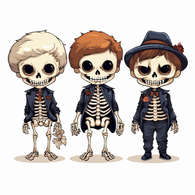 Autumn's creepiness portrayed in Halloween skeletons AI Generation