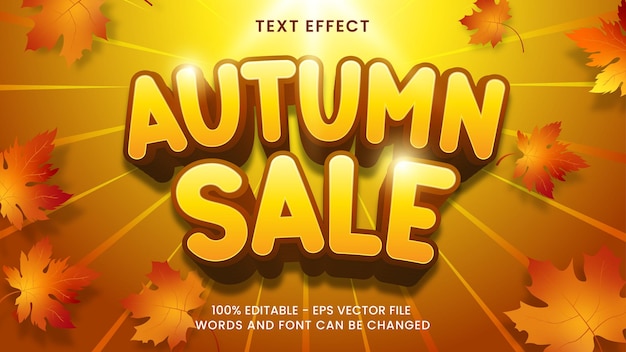 Autumn sale 3d text effect editable text style and suitable for promotion sales