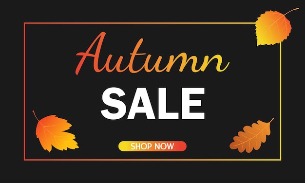 Autumn sale advertising banner.Colorful autumn leaves and discount advertising text.Vector.