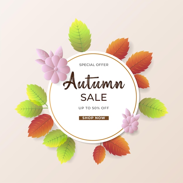 Autumn Sale background banner poster or flyer design Vector illustration with beautiful leave