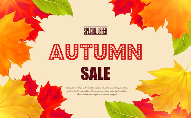 Autumn sale background banner with autumn maple leaves