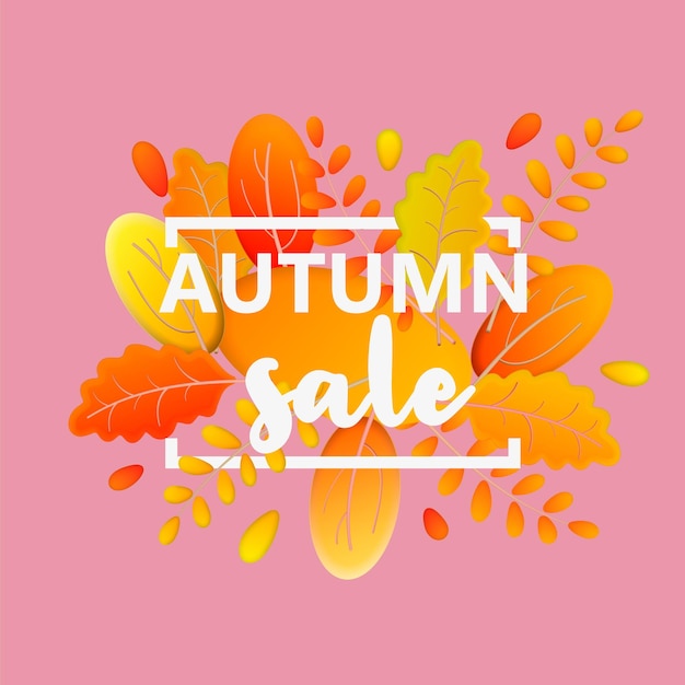 Autumn sale background layout decorate with leaves