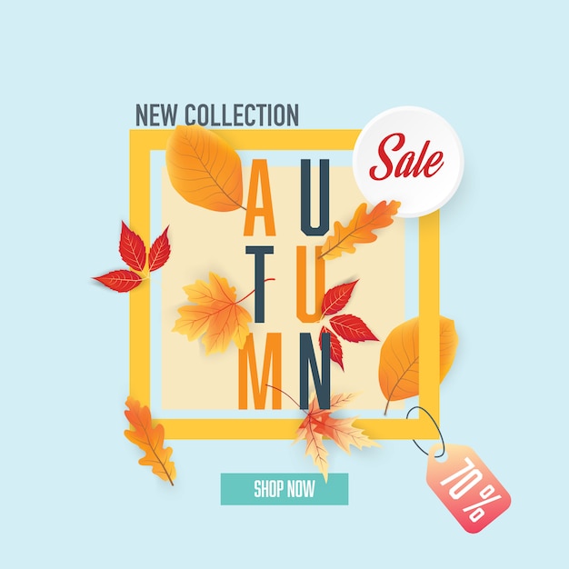 Vector autumn sale background for shopping sale or promo poster