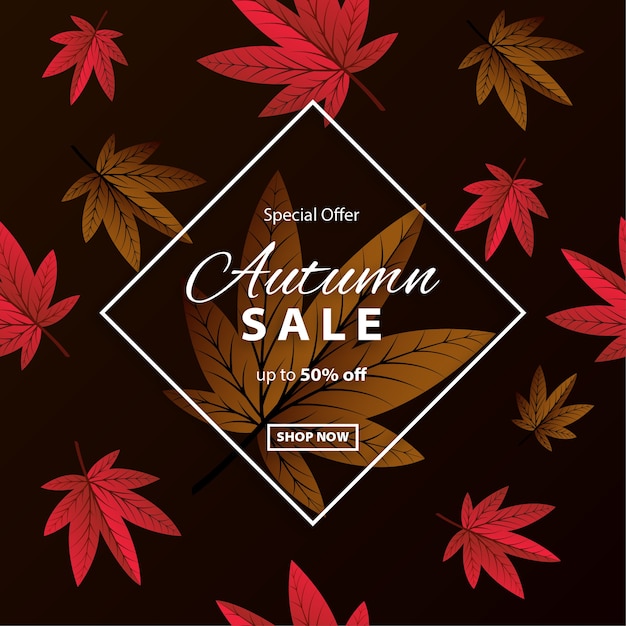 Autumn sale background with seamless pattern
