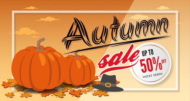 Vector autumn sale banner background template design