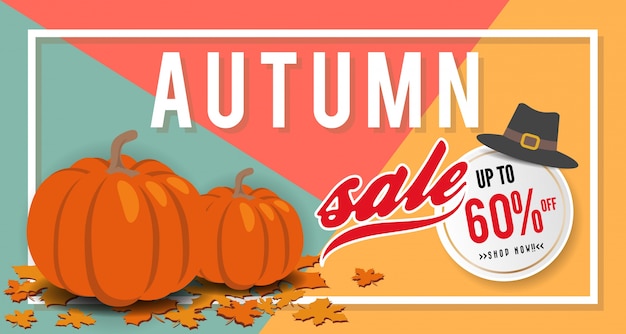 Vector autumn sale banner background template design