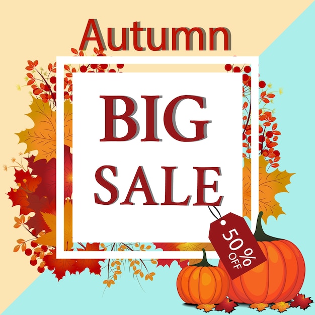 Vector autumn sale banner collection. vector illustration