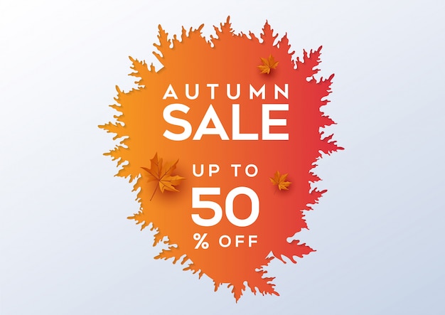 Autumn sale banner decorate with leaves