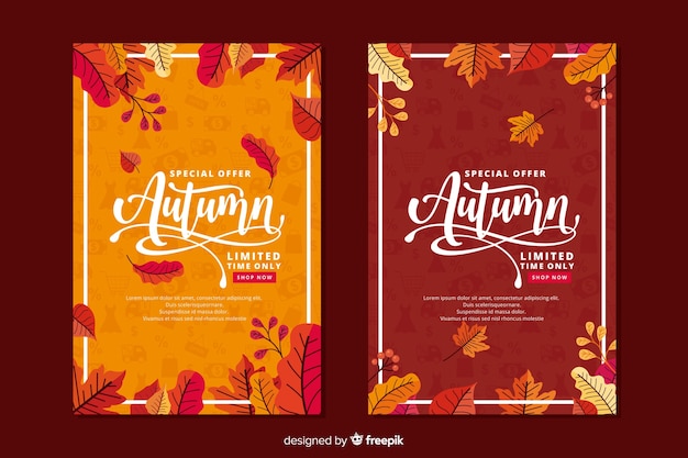 Autumn sale banner flat style