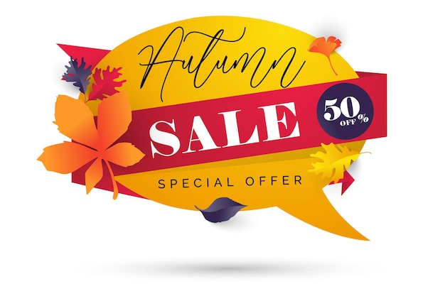 Autumn sale banner layout decorate with leaves for shopping sale or promo poster and frame leafl