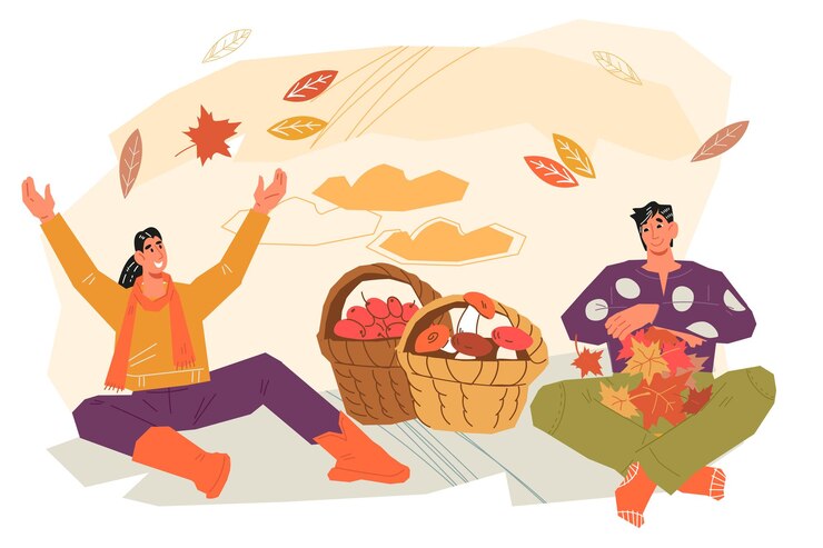 가을 판매 배너 템플릿은 계절 할인 및 제안을 홍보하기 위해 농장 계절 시장 터 일러스트레이션 가을 판매 및 엔터테인먼트 이벤트 홍보 배너