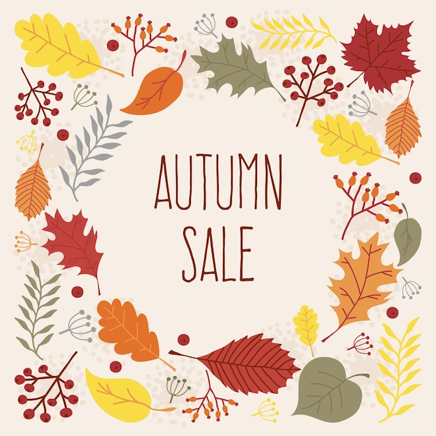 Autumn Sale Banner with Colorful Leaves and Text