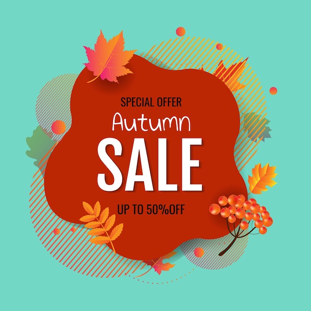 Autumn Sale banner With Leaves