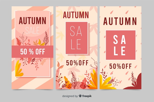 Autumn sale banners flat design